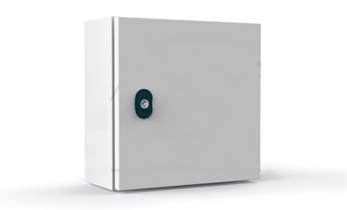 Щит моноблочный ETA 300x300x200мм (ВхШхГ) навесной с монтажной панелью, 1 глухая дверь, 1 замок, 1 пластина кабельного ввода, RAL7035, IP66